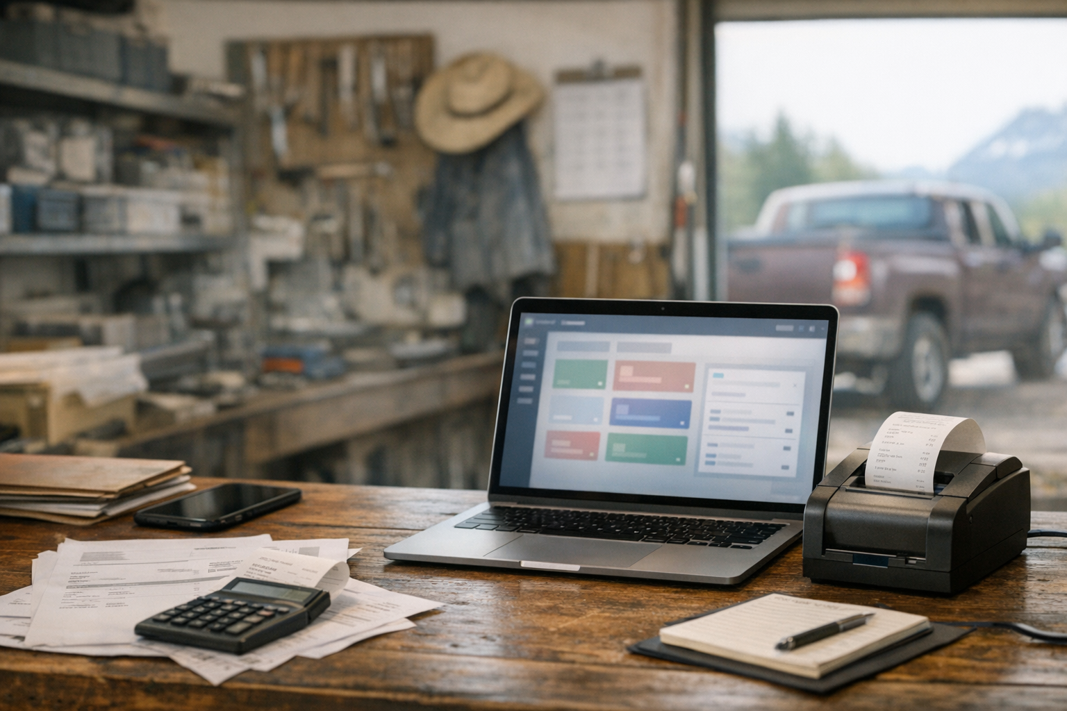 Wyoming small business owner using MacBook AI for efficient admin automation